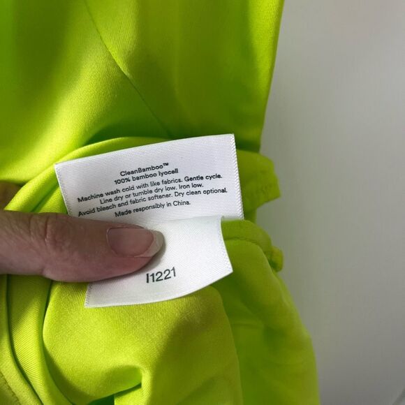 ETTITUDE Sateen Slip Dress in Lime Green medium NIB - Picture 5 of 9